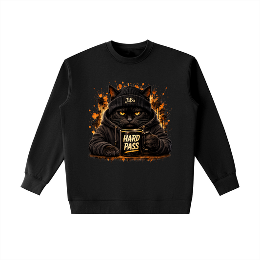 Hard Pass Cat Graphic Heavyweight Crewneck Sweatshirt