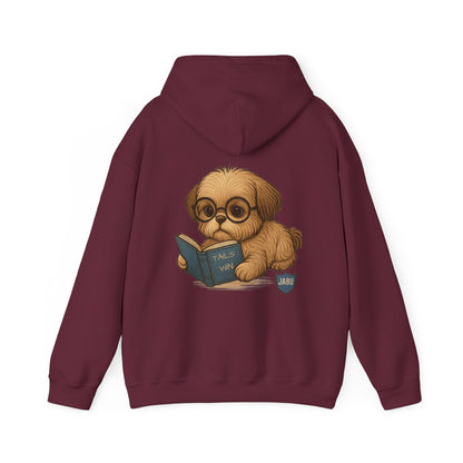 ✅ AU/NZ Cute Reading Puppy Hoodie, Cozy Pet Lover Sweatshirt, Gift for Dog Owners, Studying at Home Wear, Adorable Animal Sweatshirt