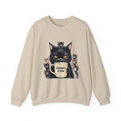 ✅ AU/NZ Cat Lover's Cozy Crewneck Sweatshirt - 'Holidays at Home' Design CATS