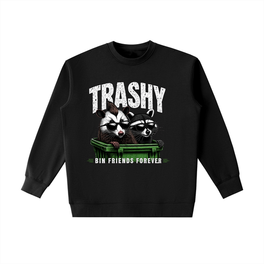 Bin Friends Forever Raccoon Graphic Heavyweight Crewneck Sweatshirt
