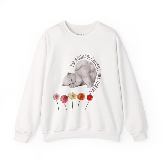 ✅ AU/NZ Adorable Cat & Flowers Crewneck Sweatshirt - Perfect Gift for Cat Lovers ADORABLE