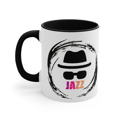 ✅ AU/NZ Jazz Themed Accent Mugs | Perfect for Music Lovers, Gift for Jazz Fans, Coffee Mug, Unique Drinkware, Black and White Design