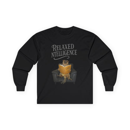 ✅ AU/NZ- Cat-Intelligence, Cozy Cat Lover Long Sleeve Tee - Relaxed Intelligence, Funny Cat T-Shirt, Gift for Cat Owners, Pet Lovers Apparel, Unique Cat Gift