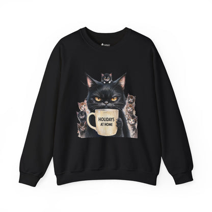 ✅ AU/NZ Cat Lover's Cozy Crewneck Sweatshirt - 'Holidays at Home' Design CATS