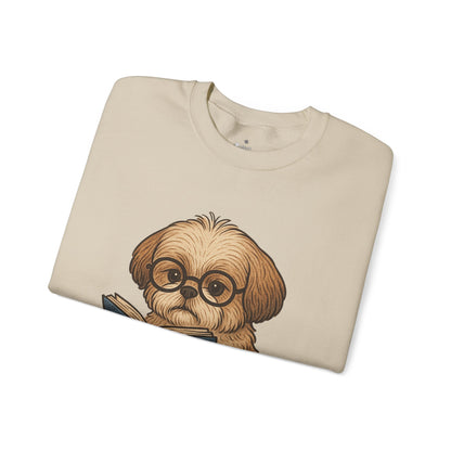 ✅ AU/NZ, Heads Or Tails, Cute Dog Reading Sweatshirt, Cozy Pup Crewneck, Animal Lover Gift, Dog Lover Apparel, Perfect for Book Lovers