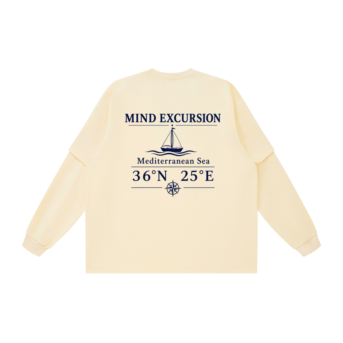 Mind Excursion Mediterranean Sailing Graphic Layered Oversized T-Shirt