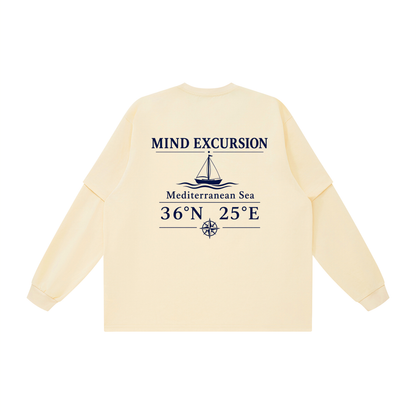 Mind Excursion Mediterranean Sailing Graphic Layered Oversized T-Shirt