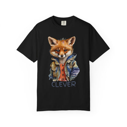 ✅  AU/NZ Clever Fox Unisex Garment-Dyed T-Shirt - Fun Animal Graphic Tee for Creative Souls