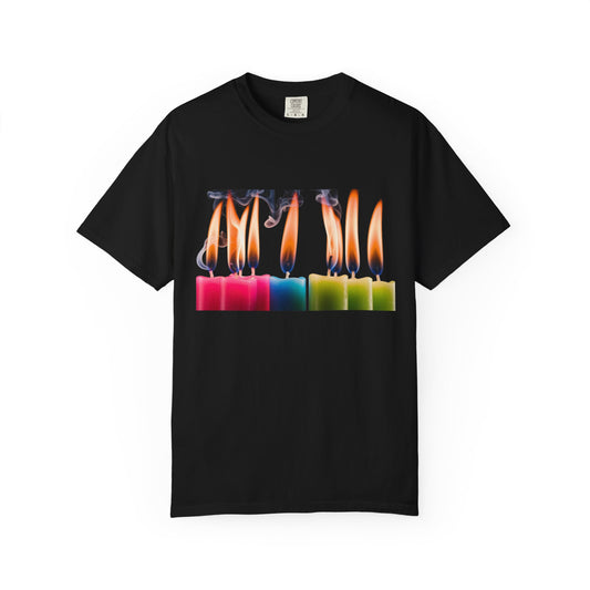 ✅ AU/NZ Colorful Candle Glow T-Shirt | Unisex Casual Tee for Art Lovers, Gift for Birthday, Artistic Clothing, Creative Fashion, Summer Edition