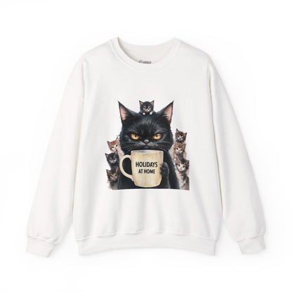 ✅ AU/NZ Cat Lover's Cozy Crewneck Sweatshirt - 'Holidays at Home' Design CATS