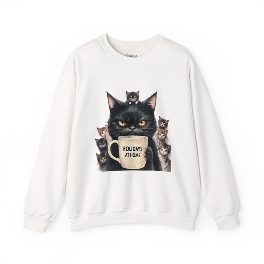 ✅ AU/NZ Cat Lover's Cozy Crewneck Sweatshirt - 'Holidays at Home' Design CATS