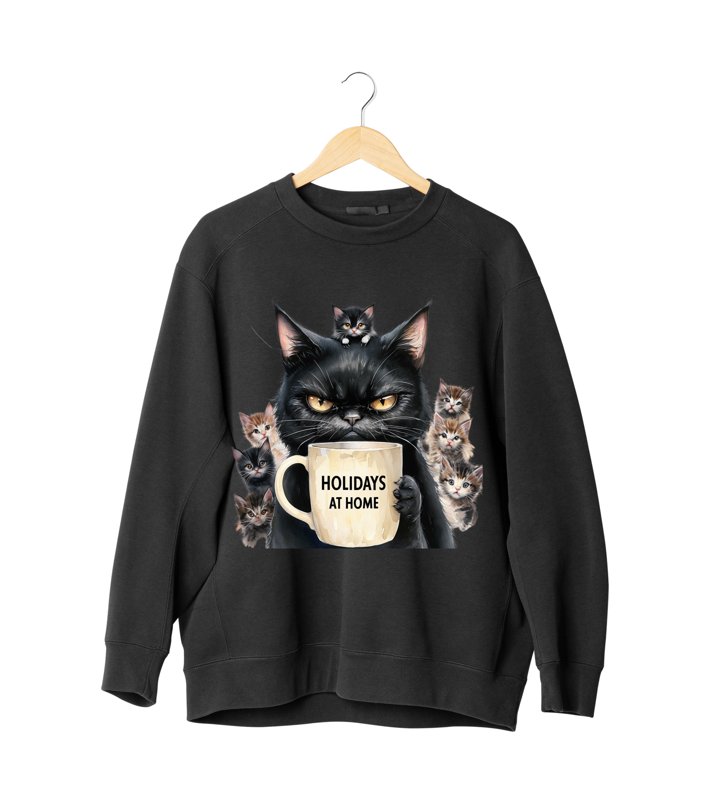 ✅ AU/NZ Cat Lover's Cozy Crewneck Sweatshirt - 'Holidays at Home' Design CATS