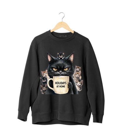 ✅ AU/NZ Cat Lover's Cozy Crewneck Sweatshirt - 'Holidays at Home' Design CATS
