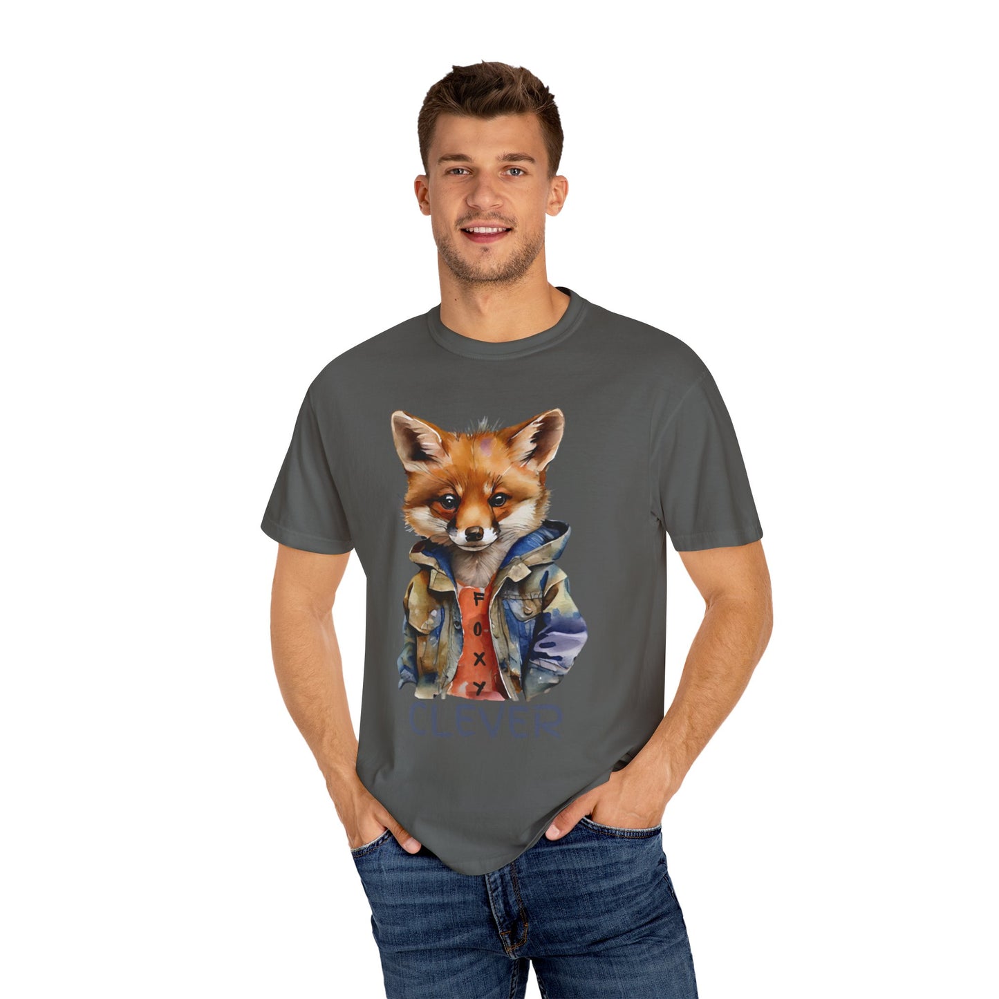 ✅  AU/NZ Clever Fox Unisex Garment-Dyed T-Shirt - Fun Animal Graphic Tee for Creative Souls