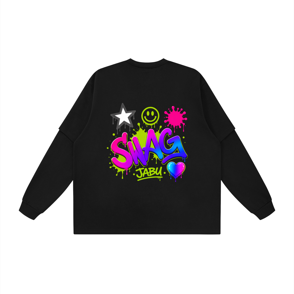 Neon Swag Graffiti Graphic Layered Oversized T Shirt