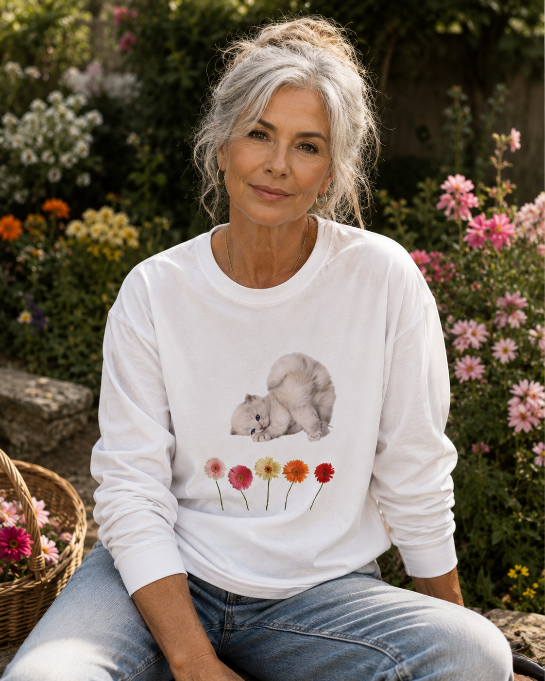 Sakura Cat Long Sleeve Tee