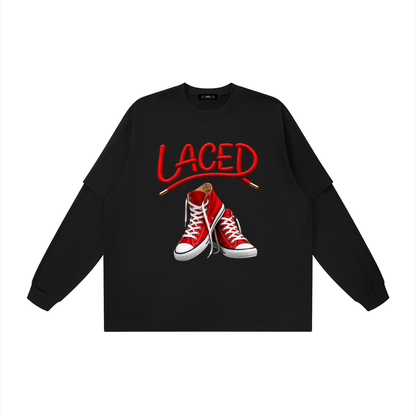Laced Up High Top Graphic Layered Oversized T Shirt