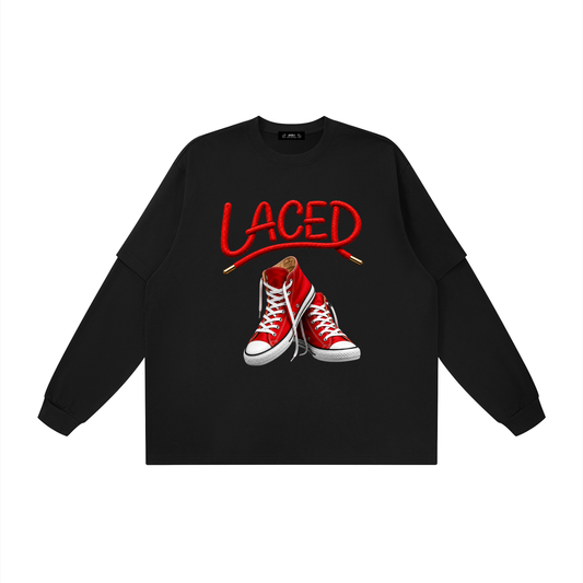 Laced Up High Top Graphic Layered Oversized T Shirt