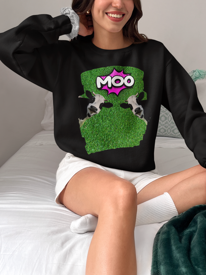 ✅ AU/NZ Funny Cow Moo Sweatshirt - Unisex Heavy Blend Crewneck MOO