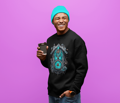 ✅ AU/NZ Mystical Clock Sweatshirt - Cozy Unisex Crewneck for Gift Giving, STEAM PUNK, CUCKOO CLOCK