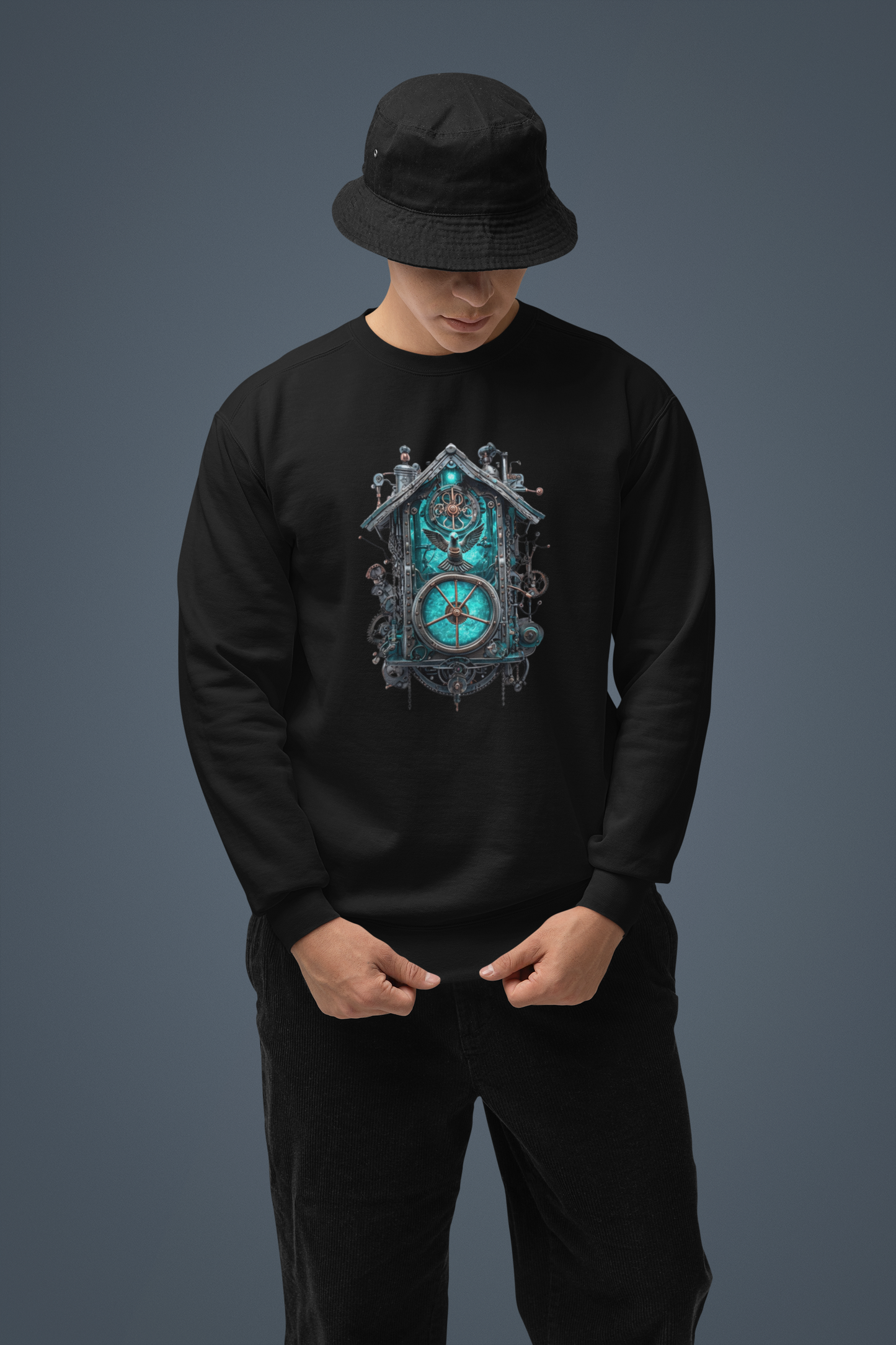 ✅ AU/NZ Mystical Clock Sweatshirt - Cozy Unisex Crewneck for Gift Giving, STEAM PUNK, CUCKOO CLOCK