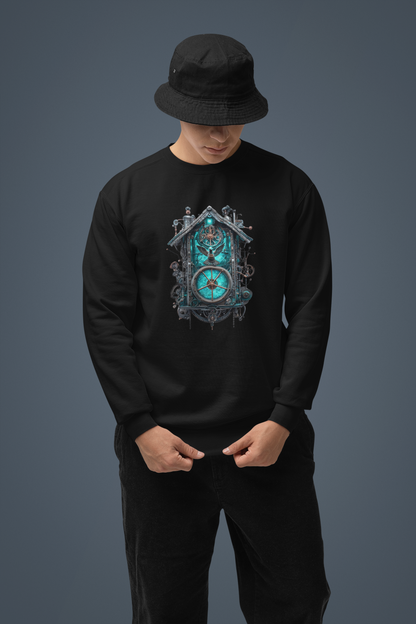 ✅ AU/NZ Mystical Clock Sweatshirt - Cozy Unisex Crewneck for Gift Giving, STEAM PUNK, CUCKOO CLOCK
