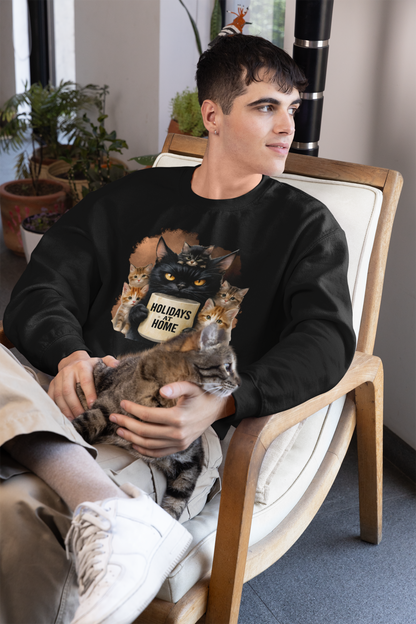 ✅ AU/NZ Cat Lover's Crewneck Sweatshirt - "Holidays at Home" Design Kittens