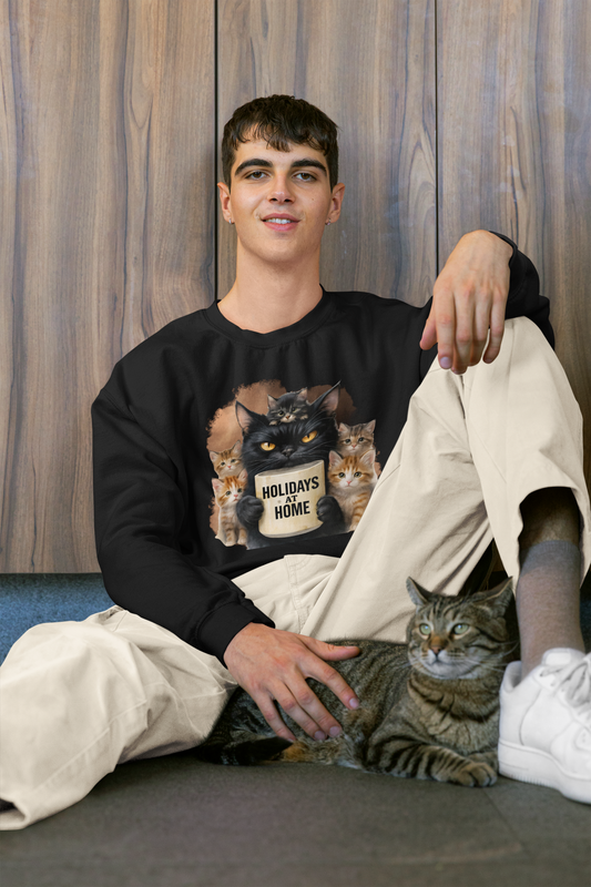 ✅ AU/NZ Cat Lover's Crewneck Sweatshirt - "Holidays at Home" Design Kittens