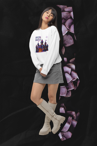 ✅ AU/NZ Magical Crystal Castle Crewneck Sweatshirt, Cozy Unisex Sweater, Crystal Themed Gift, Fun Layering Piece, Perfect for Fall & Winter