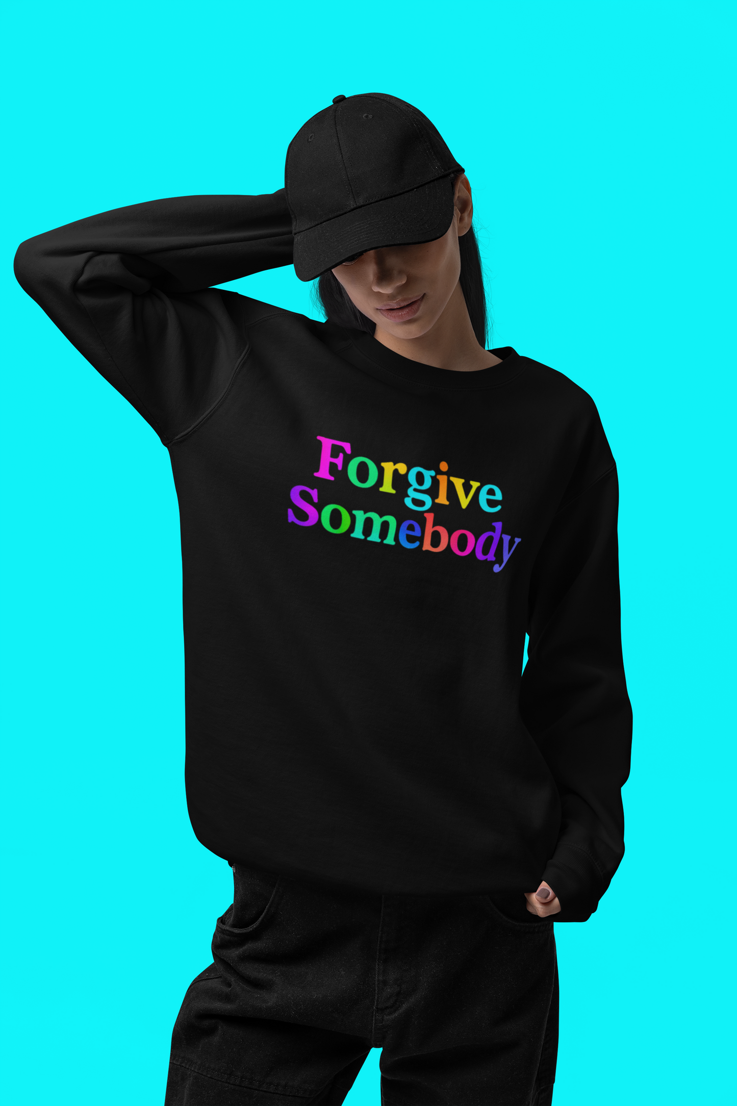 ✅ AU/NZ Colorful Forgive Somebody-Crewneck Sweatshirt, Inspirational Gift, Cozy Sweatshirt, Casual Wear, Unique Design