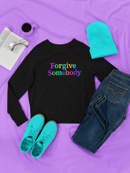 ✅ AU/NZ Colorful Forgive Somebody-Crewneck Sweatshirt, Inspirational Gift, Cozy Sweatshirt, Casual Wear, Unique Design