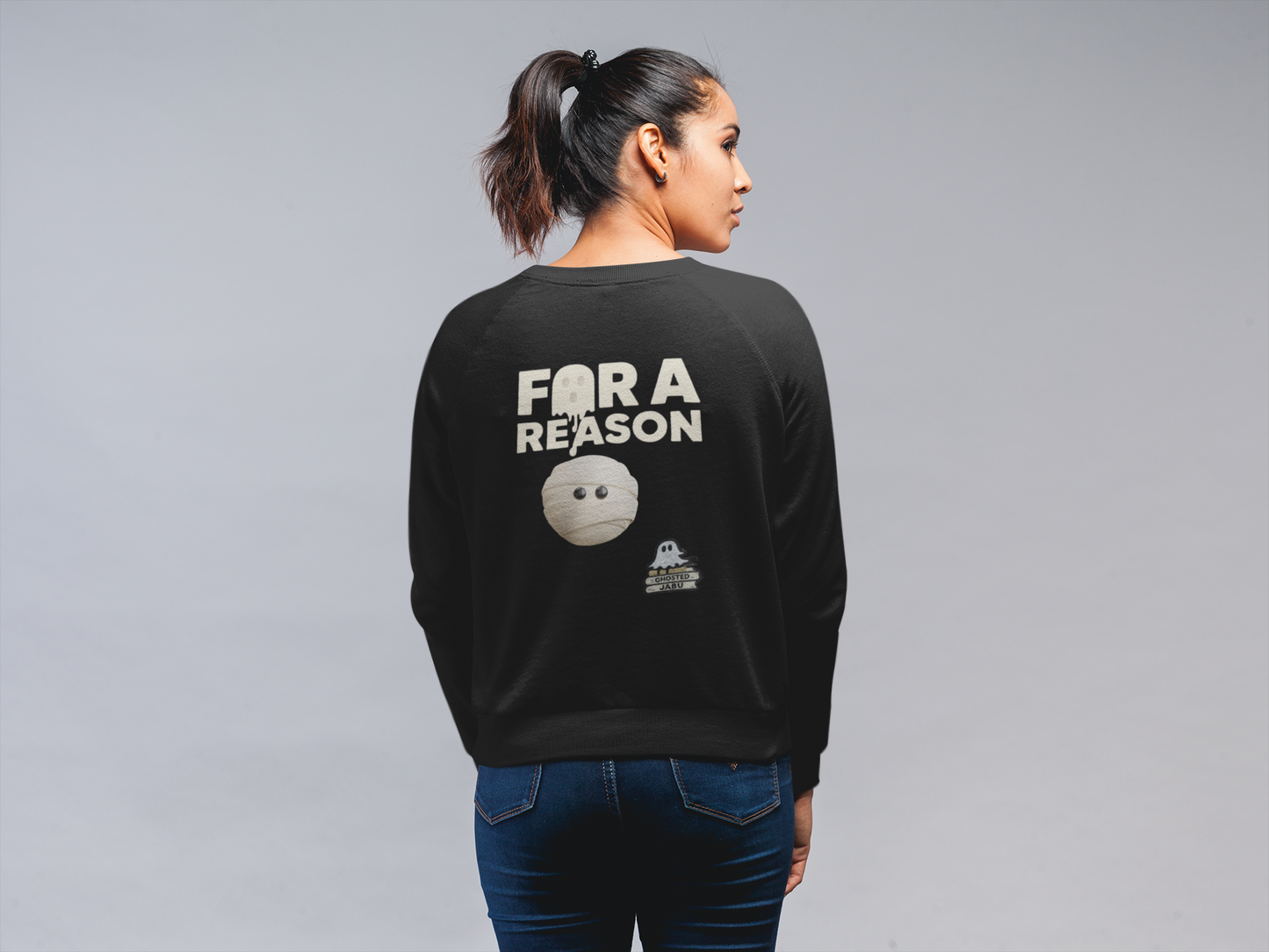 ✅ AU/NZ Ghosted Crewneck Sweatshirt - Perfect for Halloween, Cozy Casual Wear, Gift for Ghost Lovers, Spooky Night Out