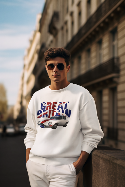 ✅ AU/NZ Great Britain Unisex Sweatshirt - Stylish British Car Design, Perfect for Travel Lovers, Unique Casual Wear.
