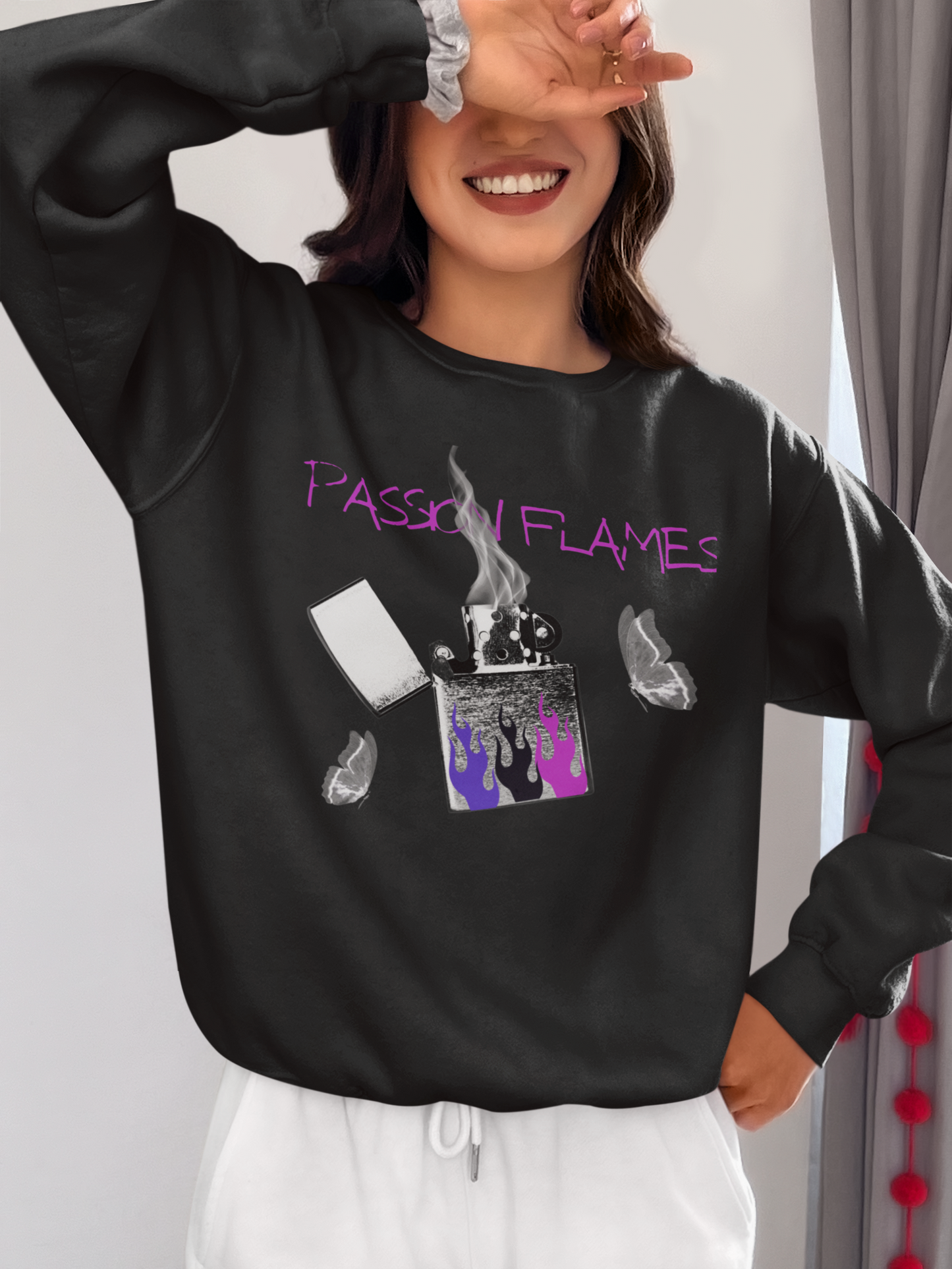 ✅  AU/NZ Passion Flames Graphic Crewneck Sweatshirt - Unisex Heavy Blend Passion