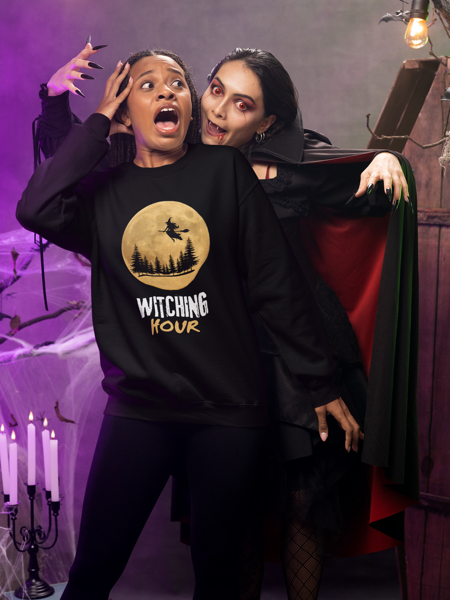 ✅ AU/NZ Witching Hour & Howl Unisex Crewneck Sweatshirt - Spooky Halloween Vibe