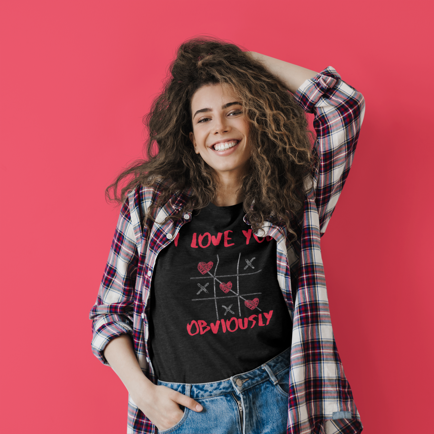 ✅ AU/NZ/Comfort Colours 1717, Unisex Love You Tic Tac Toe T-Shirt | Perfect for Valentine's Day & Casual Wear I LOVE YOU! Obviously!