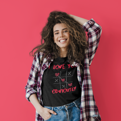 ✅ AU/NZ/Comfort Colours 1717, Unisex Love You Tic Tac Toe T-Shirt | Perfect for Valentine's Day & Casual Wear I LOVE YOU! Obviously!