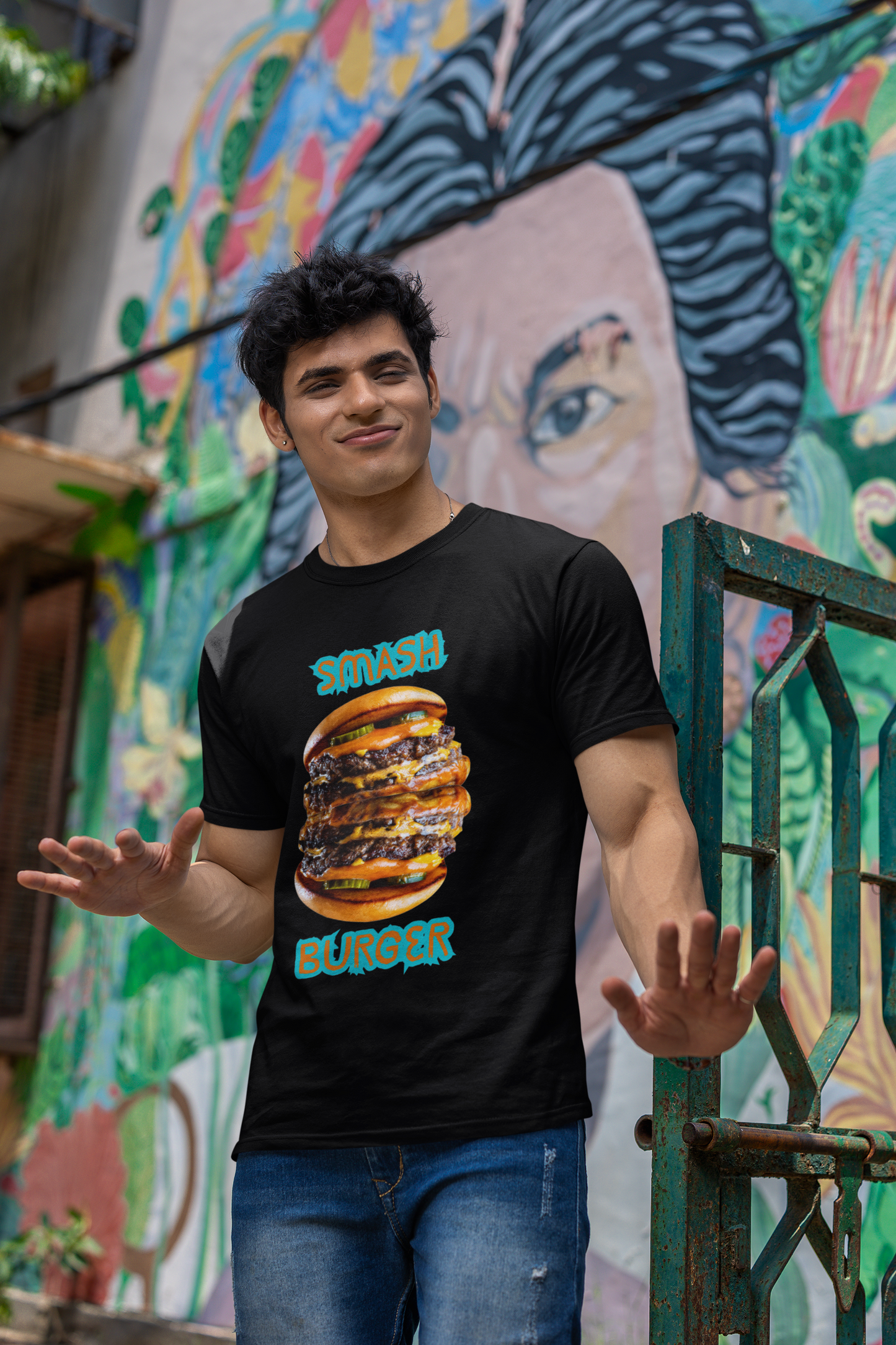 ✅ AU/NZ/Comfort Colours 1717, Smash Burger Unisex Garment-Dyed T-Shirt - Fun Foodie Graphic Tee- SMASHBURGER!