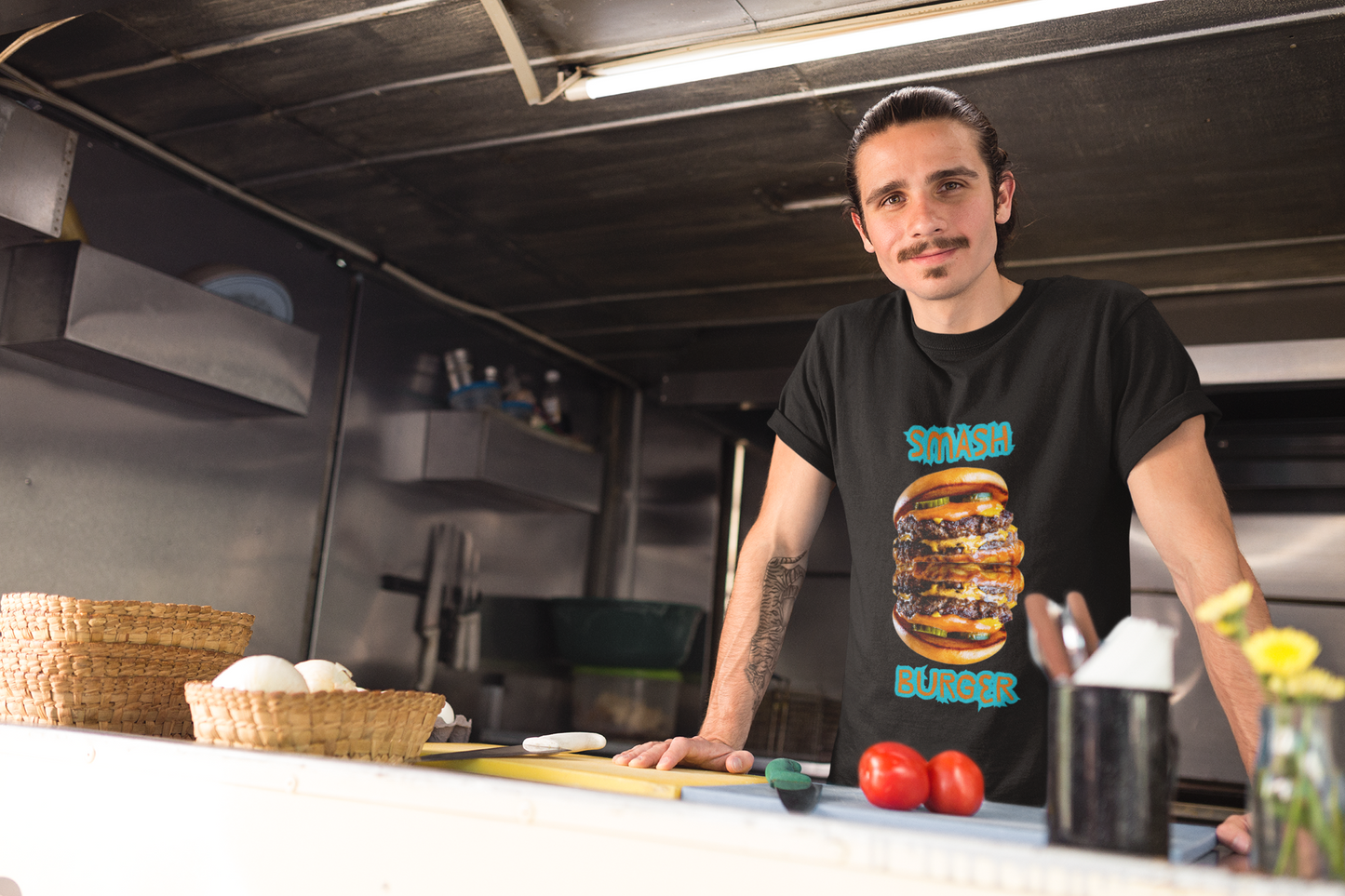 ✅ AU/NZ/Comfort Colours 1717, Smash Burger Unisex Garment-Dyed T-Shirt - Fun Foodie Graphic Tee- SMASHBURGER!