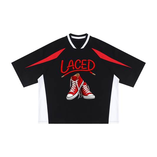 Laced Up Contrast Panel V-Neck T-Shirt