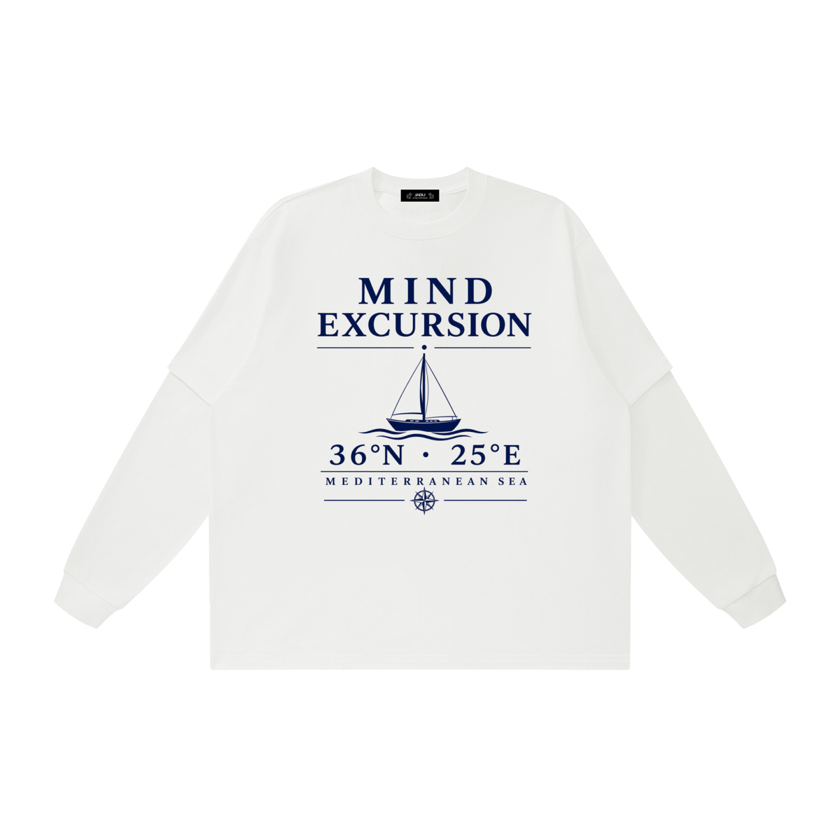Mind Excursion Mediterranean Sailing Graphic Layered Oversized T-Shirt