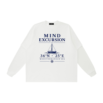 Mind Excursion Mediterranean Sailing Graphic Layered Oversized T-Shirt