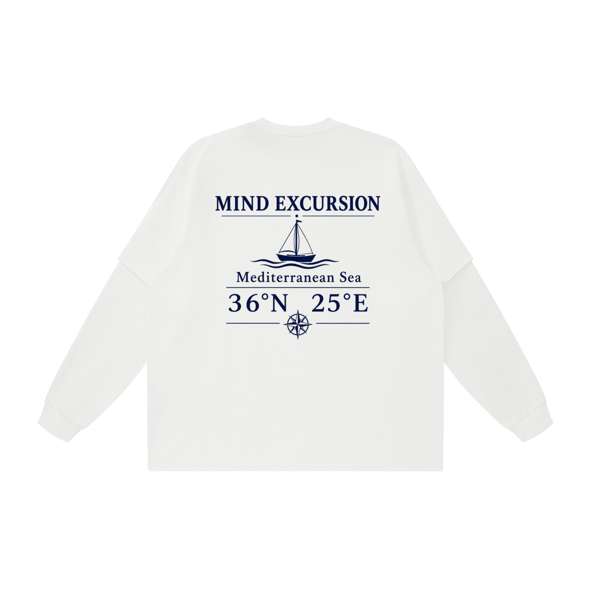Mind Excursion Mediterranean Sailing Graphic Layered Oversized T-Shirt