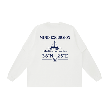 Mind Excursion Mediterranean Sailing Graphic Layered Oversized T-Shirt