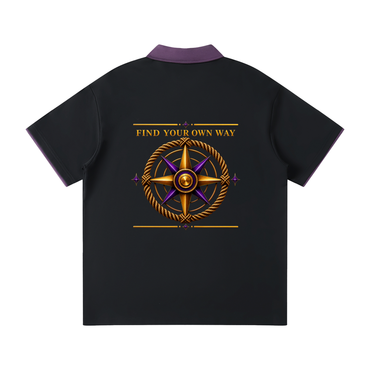 Find Your Own Way Graphic Contrast Collar Raglan Polo Shirt