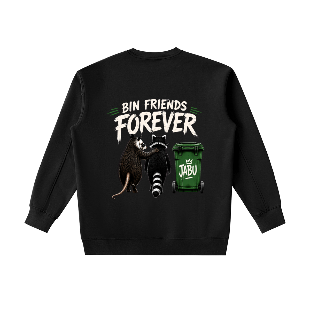 Bin Friends Forever Raccoon Graphic Heavyweight Crewneck Sweatshirt
