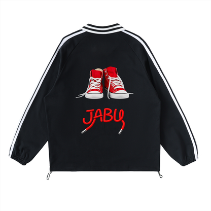 Contrast Striped Lapel Collar Sweatshirt