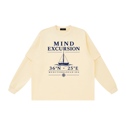 Mind Excursion Mediterranean Sailing Graphic Layered Oversized T-Shirt
