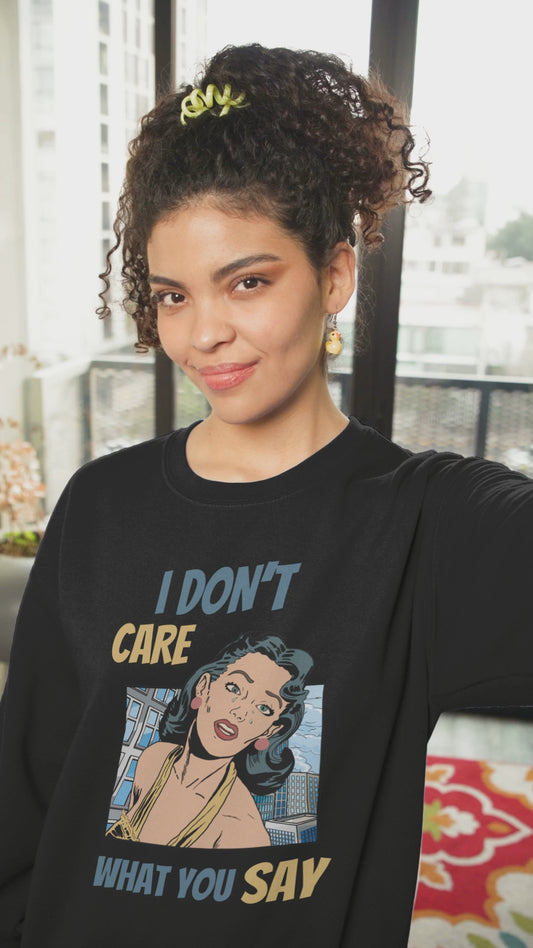 ✅ AU/NZ I DON’T CARE!!!! Crewneck Sweatshirt, Funny Graphic Sweater, Humour Gift, Unisex Casual Wear, Street Style Apparel, I DON’T CARE!